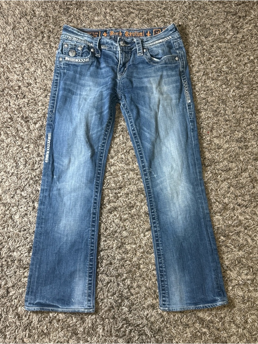 Rock Revival Buckle Women's Low Rise Bootcut Ankle length Blue Jeans Size 29
